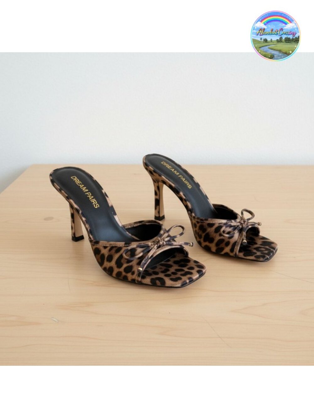 Women's Mesh Bow Stiletto Heels Square Toe Dressy Sandals